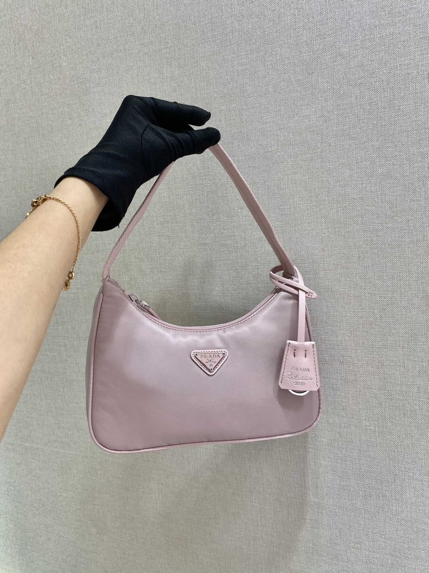 Prada Mini Re Nylon Re Edition 2000 Hobo Bag Handbag Alabaster Pink 1NE515